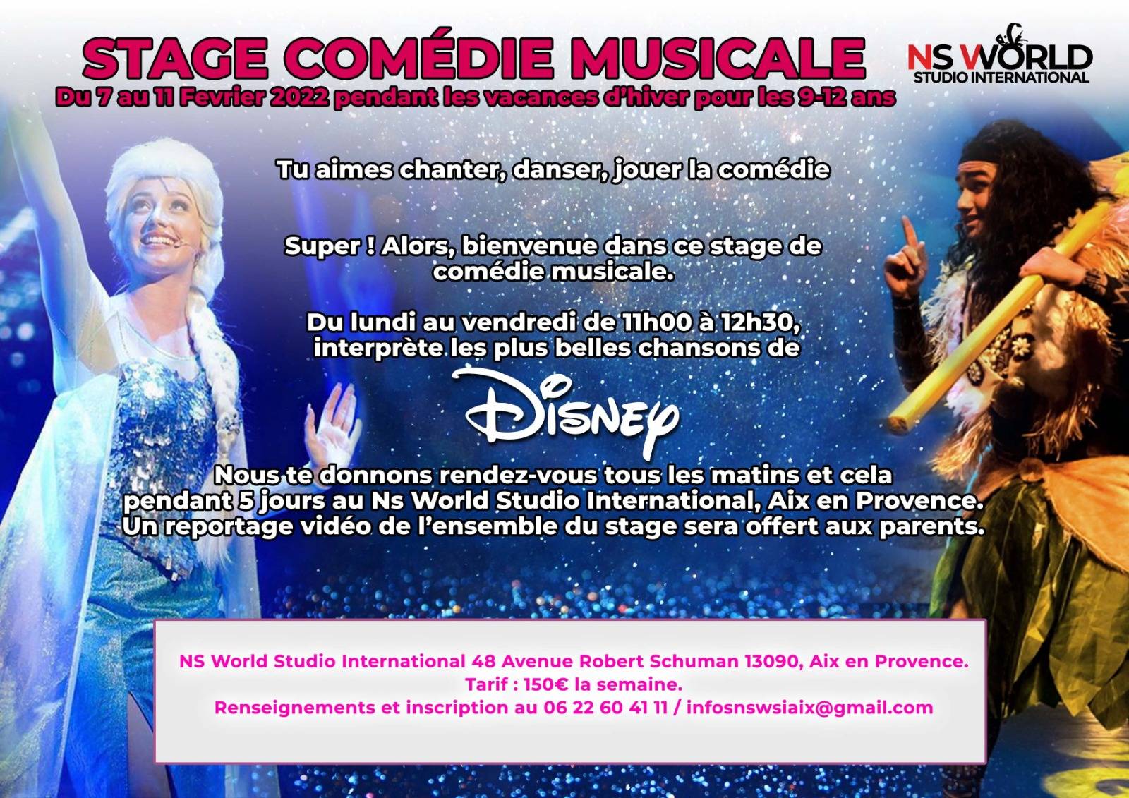 Stage comédie musicale 6/12 ans La reine des neiges, sur Marseille 13ème  - Ecole de comédie musicale à Paris - NS World